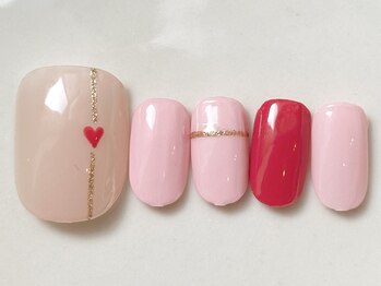 カラ ネイル 中津店(calla nail)/ピンクとミニはーと
