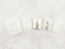 ネイルプラザ 河原町OPA店(NAIL PLAZA)/フットネイル☆シルバー×星