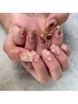 ノエム ネイルサロン(NOEM)/秋カラー×クリアネイル