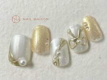 ネイルメゾン 梅田(NAIL MAISON)/リボンメタリックジュエルパール