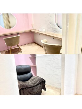リトル(Litll)の写真/贅沢なチェアで寛ぎを。施術後ドレッサーでお化粧直しも叶う癒やし空間★