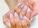 白グラデ×ビジューネイル♪