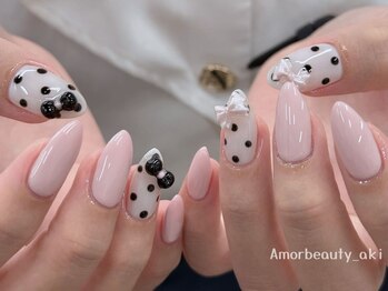 アモールビューティー 新宿店(Amor Beauty)/持ち込みdesign4本リボンドット