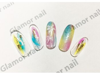 グラマーネイル(Glamor nail)/☆サマーネイル×クリア¥6800