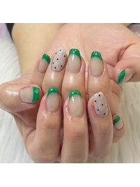 チェック&リボンネイル