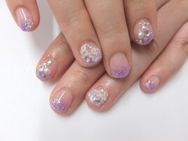 カラードレスショート3D花ネイル