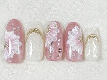 プロモート 岡山城下店(Promote)/手描きフラワーDXネイル【岡山】