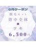 ☆6月限定☆【肌見せの季節に】背中＆ワキ脱毛で自信のうしろ姿！6,500円