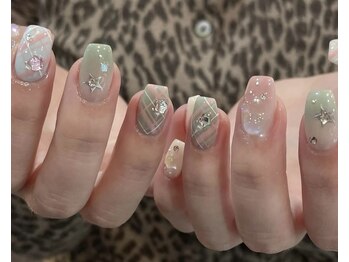 エル(Elle.)/チェックネイル　カラフル