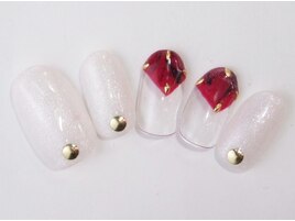 パールホワイト赤大理石