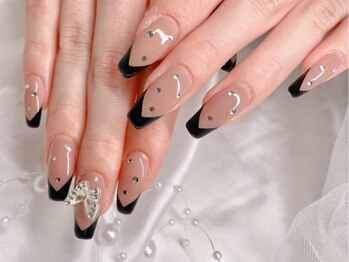 フレンチ　ワンホン　韓国ネイル