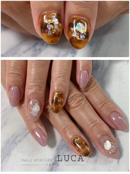 ネイルアトリエルカ(nail atelier LUCA)/W-360 大人上品べっこうネイル