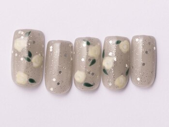 ジェミーネイル エビス(Jemiy nail ebisu)/ラメホロ手描きバラ9480yen