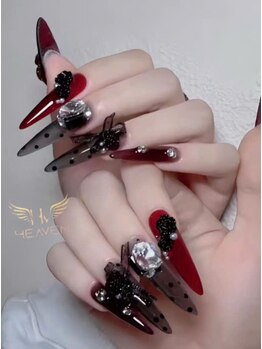 ヘブン ネイル 鶯谷(HEAVEN Nail)/Long Dark Nails Design