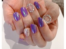 ネイルサロン リスタ(Rista)/オーロラ　ストーンアート　紫