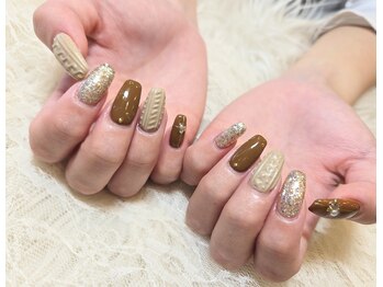 ブラウン系ニットネイル