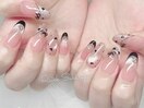 ブラックフレンチハートネイル