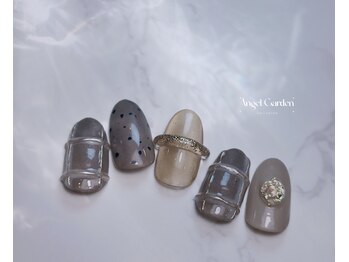 エンジェルガーデンネイル 池袋店(Angelgarden nail)/ブラウン|ぷっくりネイル