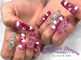 【ロングネイル】ピンクネイル