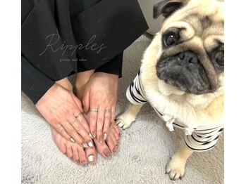 リップルズ(Ripples)の写真/<看板犬ラムちゃんとゆったりfootネイル>持込みOK!保湿クリ-ムでお仕上げ*デザイン&料金は気楽に相談下さい