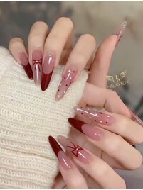 Red French Tips Nails Design