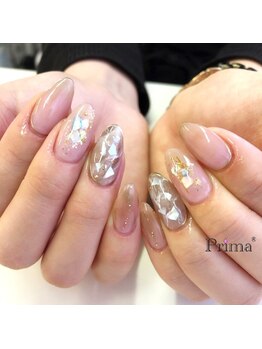 プリマ(Prima)/シェル埋め込み×大理石ネイル