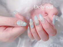 デリーネイル(Dely_nail)/ブルーグラデーション×3Dフラワ
