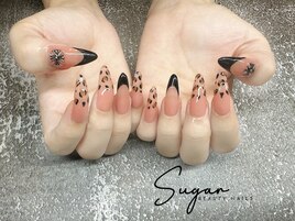 スカルプヒョウ柄ネイルデザイン