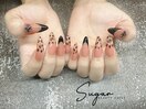 スカルプヒョウ柄ネイルデザイン
