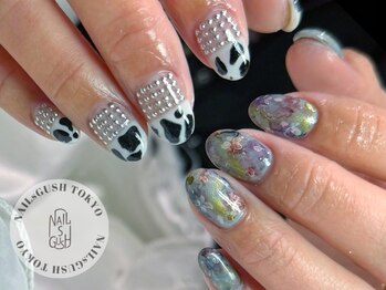 ネイルズガッシュトウキョウ 横浜西口店(NAILsGUSH TOKYO)/ニュアンス/フラワー/アシメ