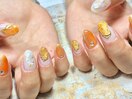 黄色オレンジネイル