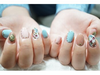 ネイル シスター(nail sister)/パステルフラワーネイル
