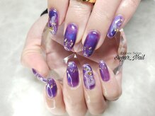 シュガーネイル(sugar nail)/パープルきらきらネイル