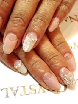 クリスタルネイル ボンベルタ橘店(CRYSTAL NAIL)/ツイード×フレンチ