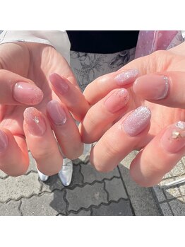 ピンクx紫キラキラネイル