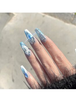 海外ネイル風ブルーデザイン☆