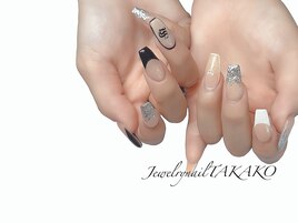 ブラックフレンチ&シルバーラメ