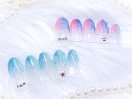 ラメ塗りかけマーメイドネイル