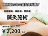 ★施術歴１０年の鍼灸師が施す鍼灸施術★腰痛/肩こり/その他に