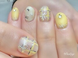 推し活ネイル　チェック柄