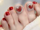Foot☆キラキラ☆ハートネイル