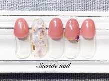 スエルテ ネイルサロン 北千住店/フレンチ×押し花　¥7000
