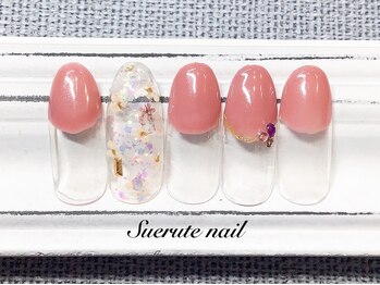 スエルテ ネイルサロン 北千住店/フレンチ×押し花　¥7000