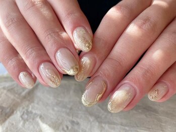 アイネイルズ 梅田店(I nails)/ゴールドミラー塗りかけ¥9700
