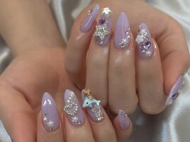 パープルフラワーネイル