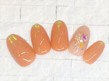 アルセア 上野御徒町店(Alcea)/オレンジネイル　花　春夏秋冬
