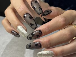 大人っぽハートネイル