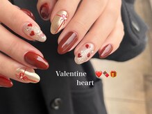 アントレッド(entraide)/ワンホン風バレンタインネイル