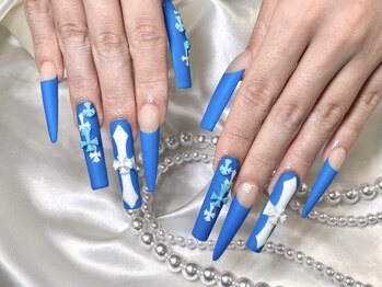 リノ(Lino)の写真/ロングネイル好きに★19:00以降OK★【ジェルチップフリーアート¥12900～/スカルプフリーアート¥13500～】