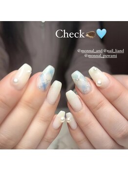 リアンド(Li&)/ブルーチェックネイル